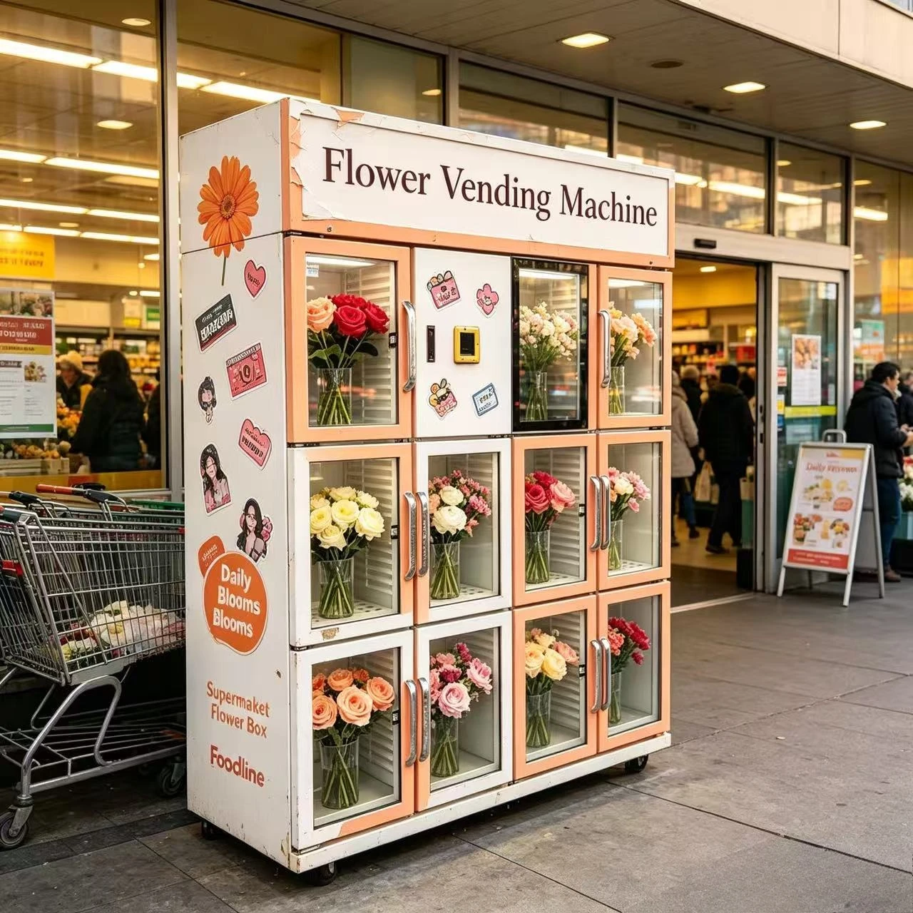 Fresh Flower Bouquet Vending Locker Machine Refrigerated 24 Hours Retail Vending Equipment