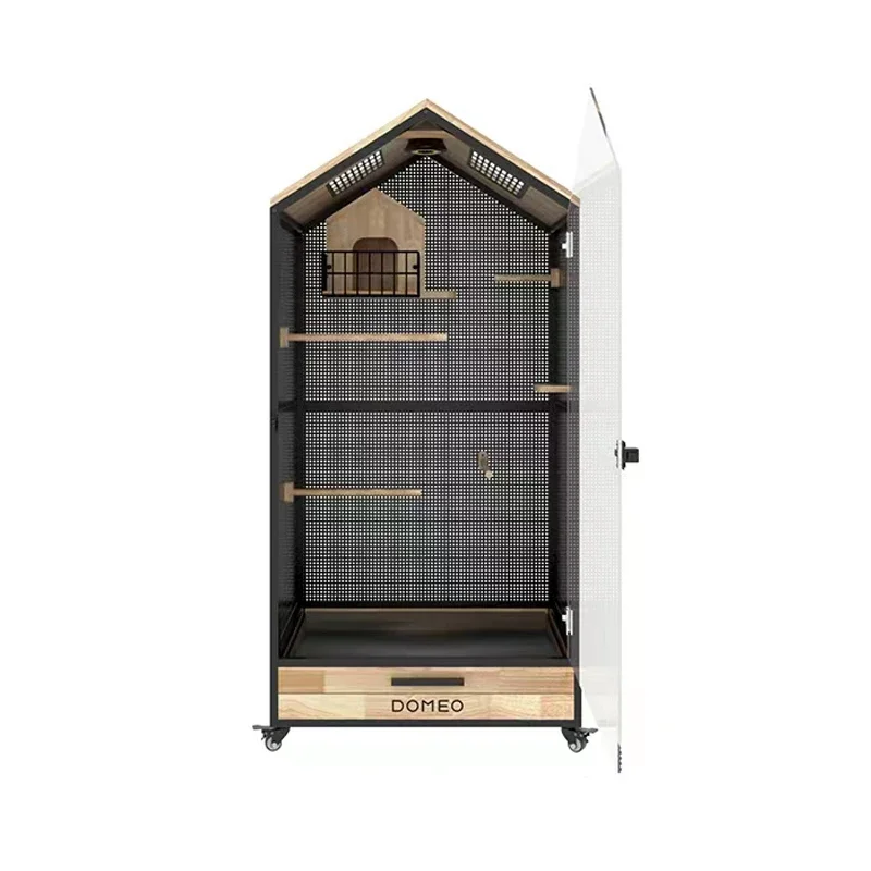 Panoramic Parrot Bird Cage Villa Luxury Solid Wood Bird Cage Cabinet Ecological Transparent Bird Villa Customizable