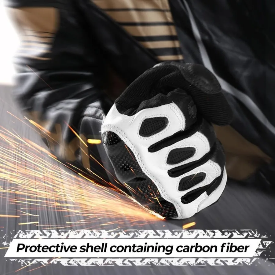 ถุงมือมอเตอร์ไซค์หนังแพะคาร์บอนนิคเคิลเพื่อการปกป้องและความสบายขั้นสูงสุด