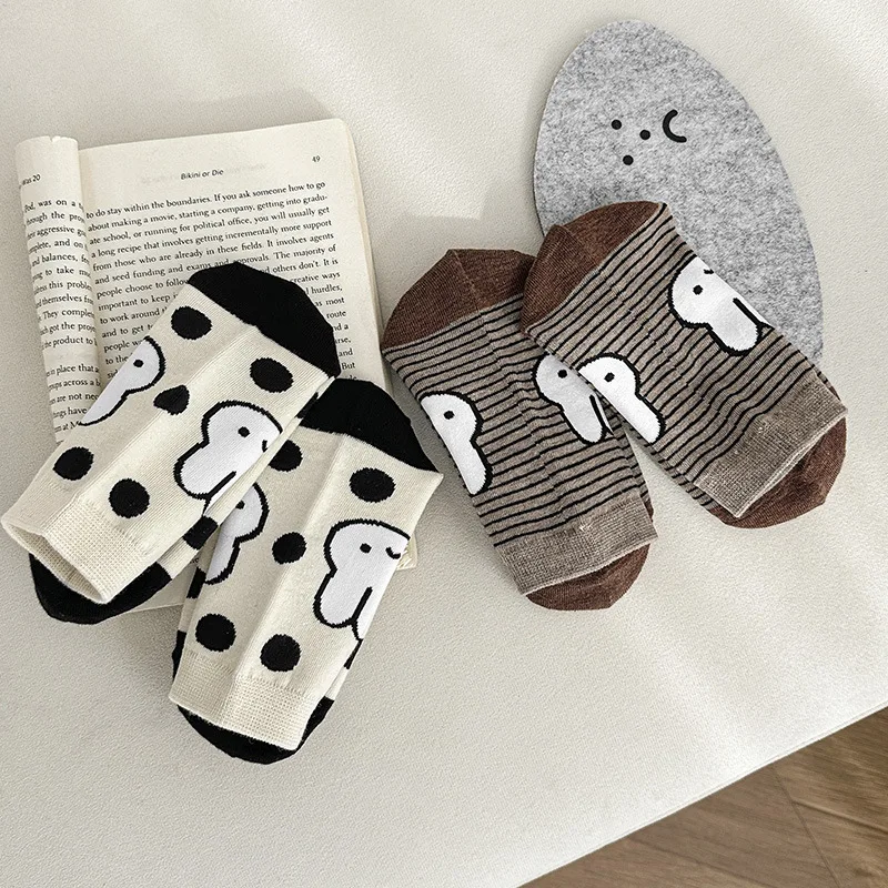Miffy Cartoon Unisex Breathable Cotton Tube Socks High Color Value Creative Cute Stylish Durable All Match Gift Everyday view 4