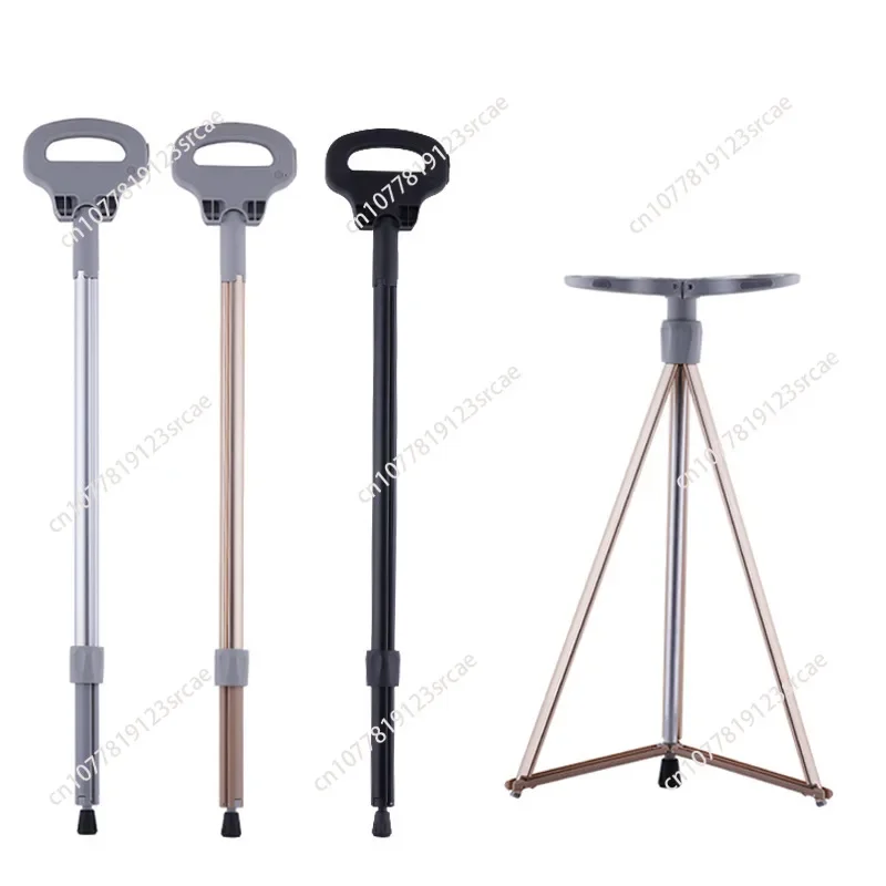 Handy Stick Chairs Crutch Folding Cane Seat Stool And Trekking Poles Walking Sticks With Chair