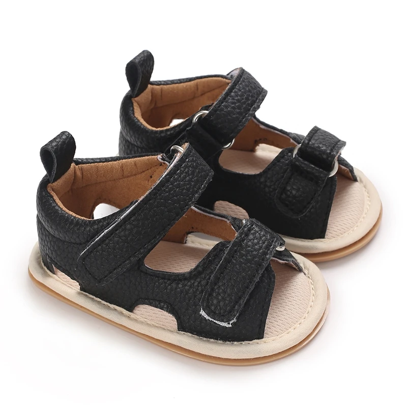 Baby Boys Summer Sandals Solid Color Artificial Leather Breathable Non Slip Shoes