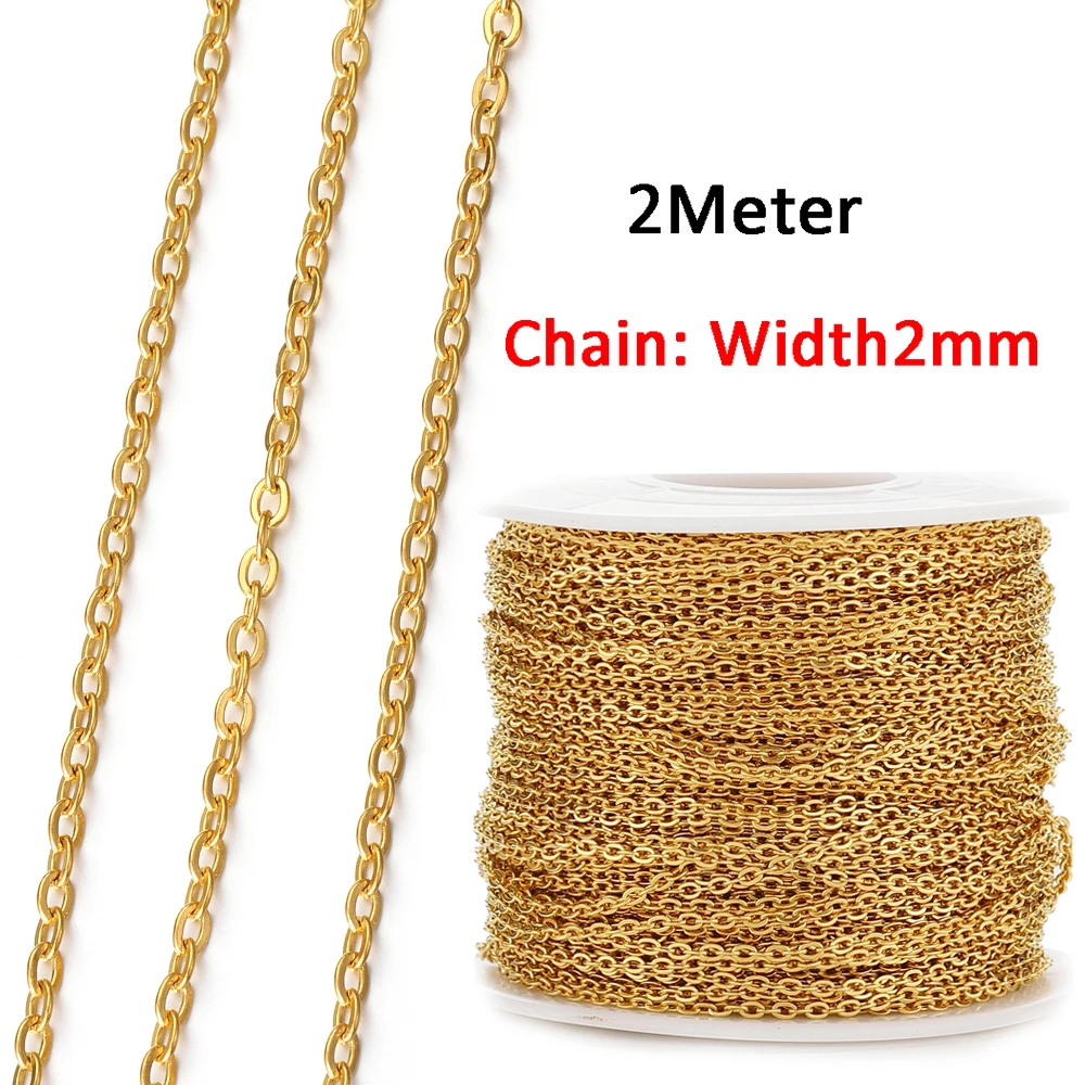 Kein Verblassen, 2 Meter Edelstahlketten für die Schmuckherstellung, DIY-Halskette, Armband, Zubehör, Goldkette, Lippen, Perlen, Perlenkette – Detail 19