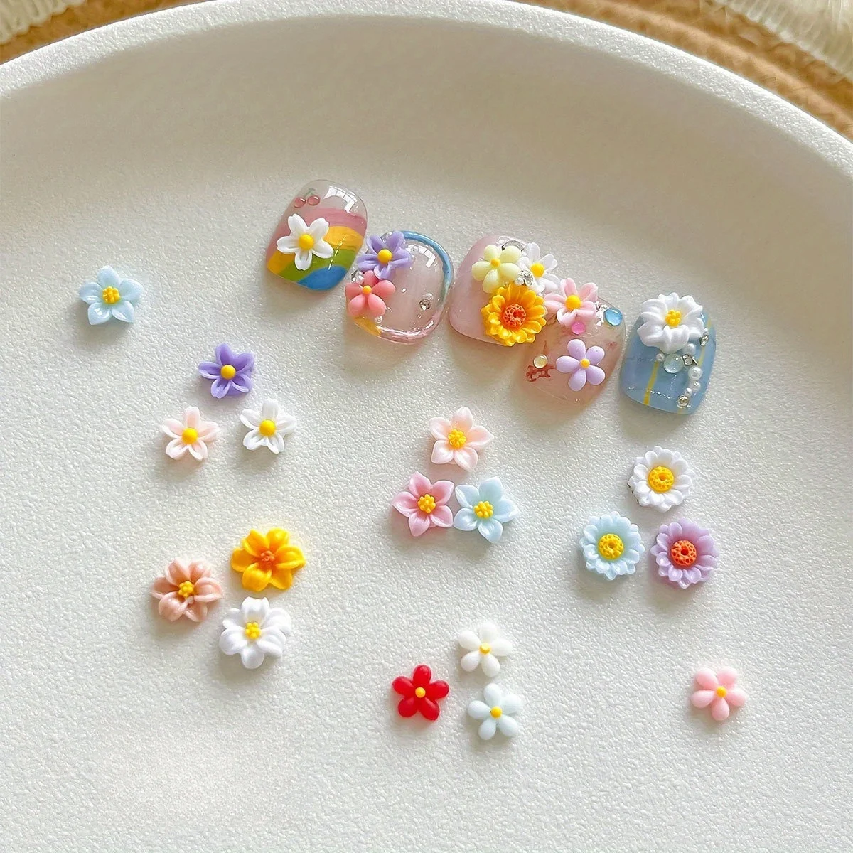 50/100Pcs, Daisy, Five-Petal Flower, Cartoon Lovely Flower, DIY, Nail Accessories, Phone Case Accessories