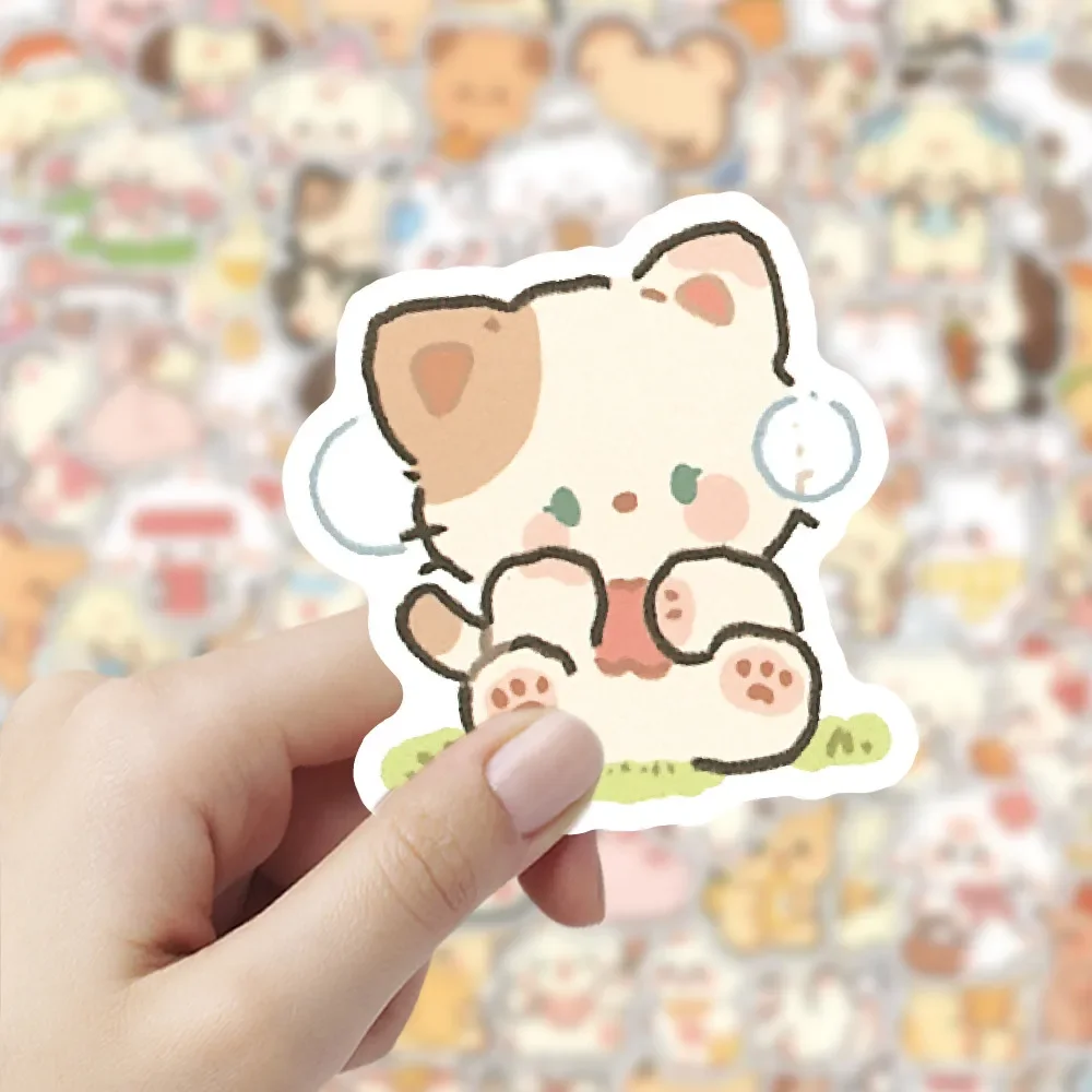 100PCS Cartoon Cute Hand Drawn Animals Mxied Graffiti Stickers for Bicycle Hand Account Pencil Case Decals image 6