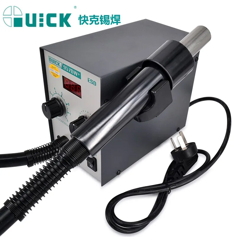 QUICK Welding Station 957DW PLUS Lead-free 580W High-power 100°C~450°C Adjustable Rotating Hot Air Station