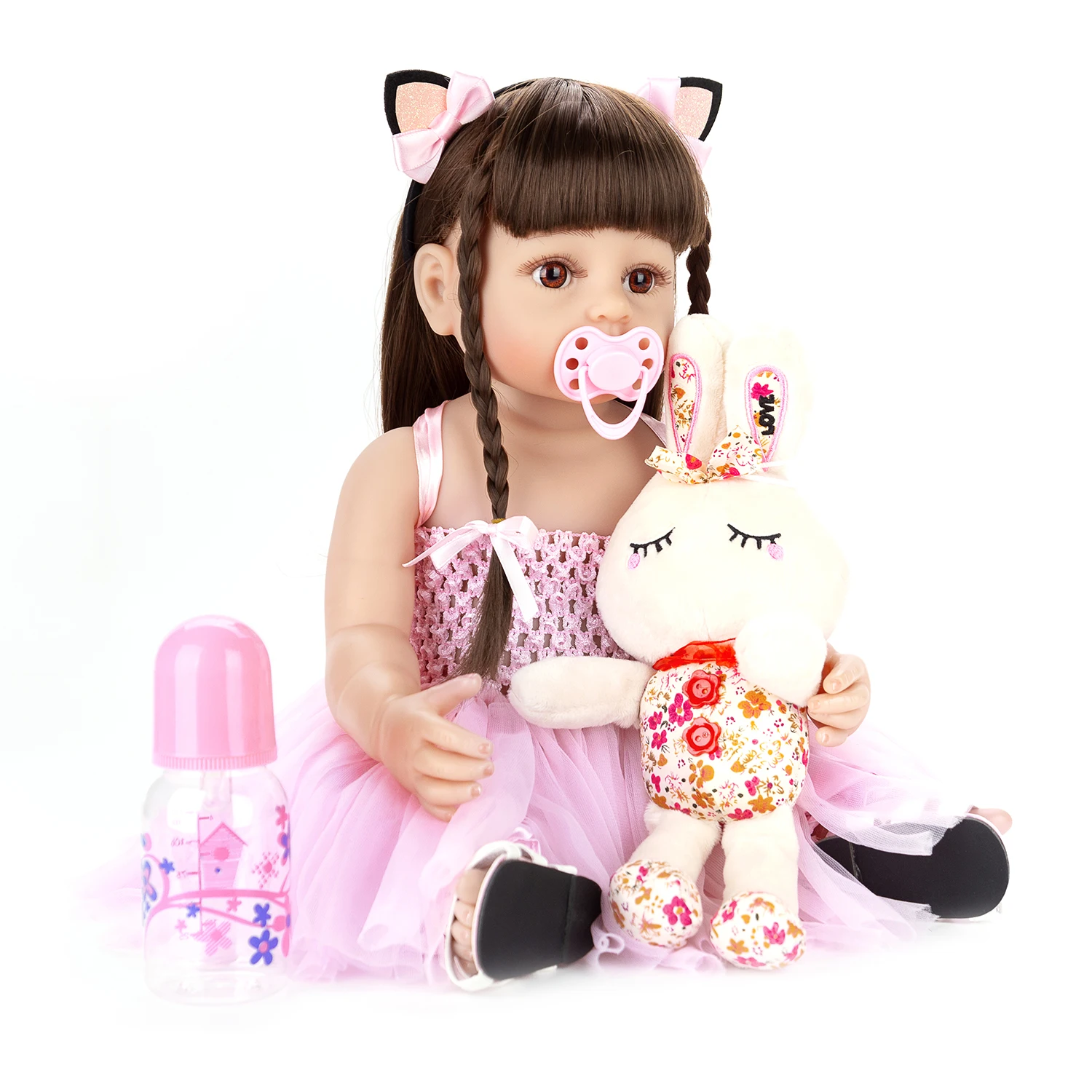 BRASTOY Baby Reborn Doll 48cm جسم سيليكون مع لعبة محشوة، شحن البرازيل