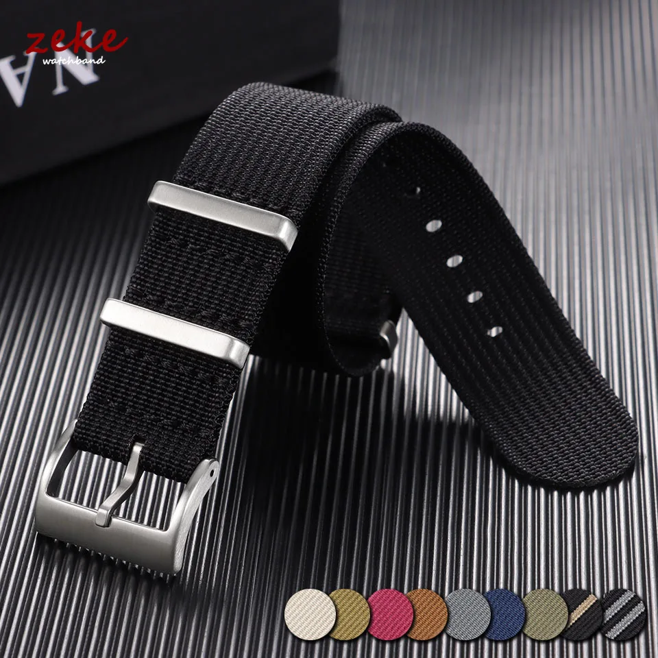 Bracelet de montre en Nylon côtelé de 20mm 22mm, pour Omega, Seiko, bracelet de montre militaire en Nylon tissé, noir, vert, bracelet de sport de plein air pour hommes