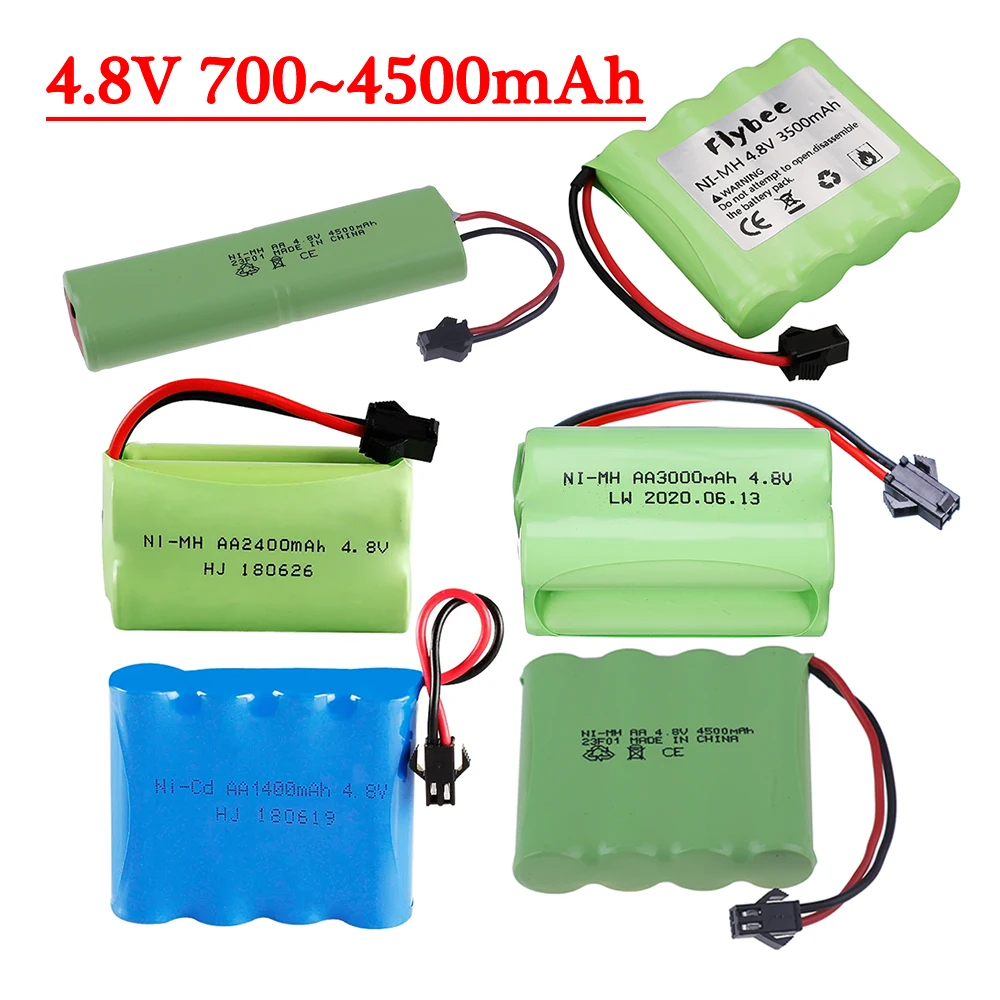 

4.8V NiCD NiMH Battery 700mah 1400mah 3000mAh 3500mAh 4500mah 4*Aa 4.8V Rechargeable Battery Pack For RC Cars Trucks Boats Guns