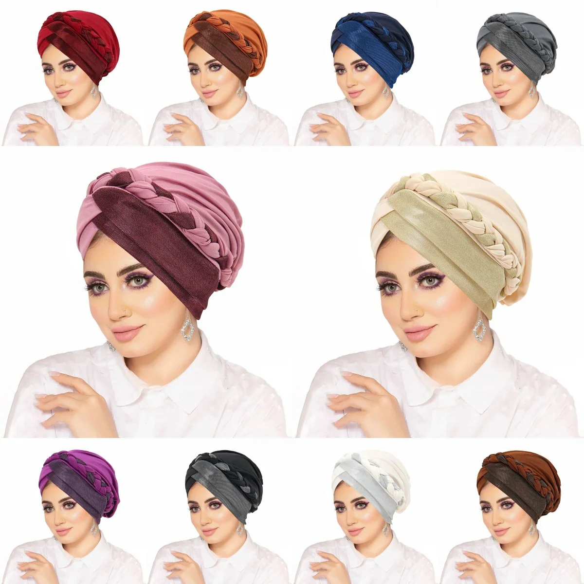 

Forehead Cross Turban Indian Hat Women Chemo Cap Braids Bonnet Muslim Hijab Head Wrap Hair Loss Bandanas Headband Turbante Mujer