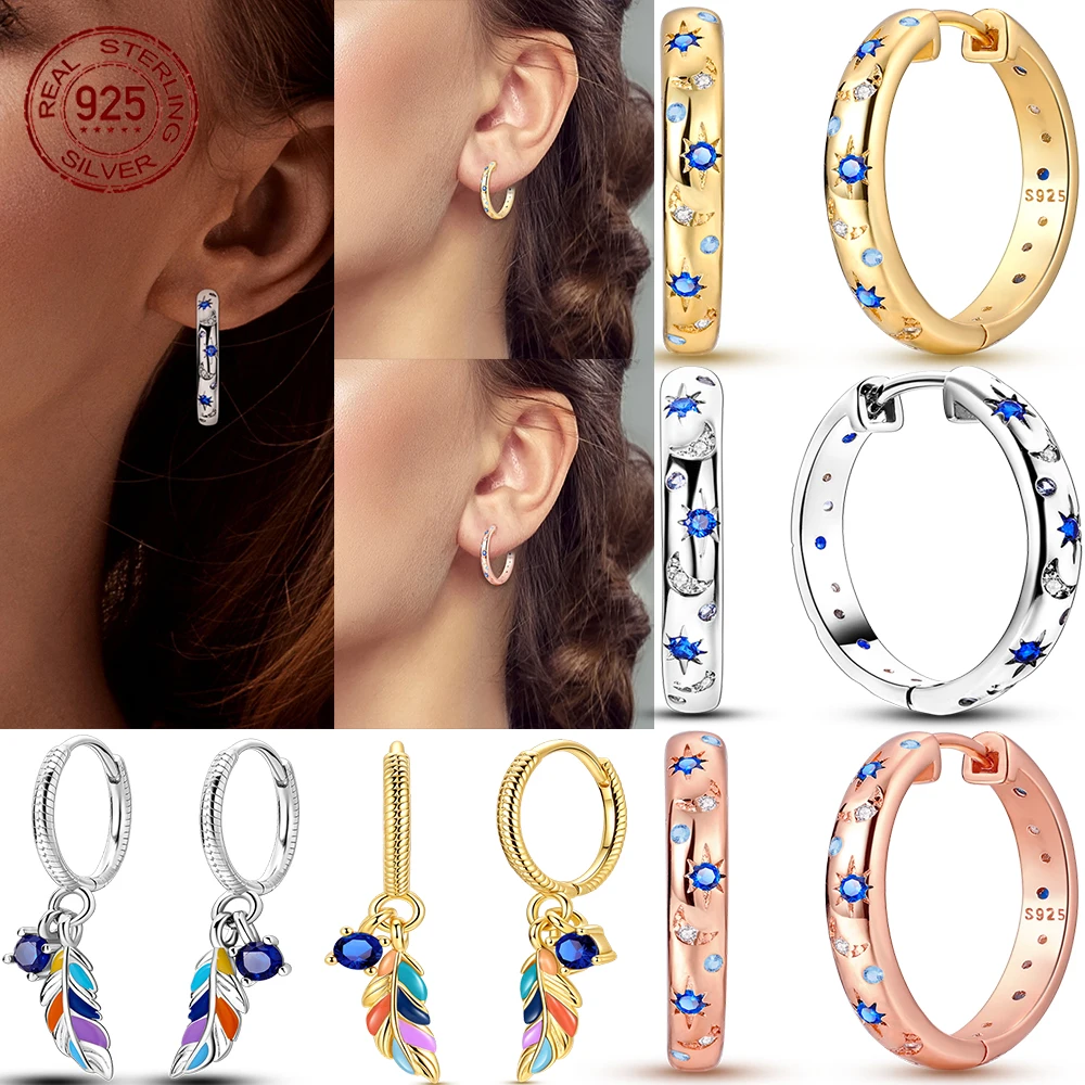 

Лидер продаж, серьги из стерлингового серебра 925 пробы с блестящими звездами, изысканные серьги с цирконом, подходящие для девочек, очаровательные ювелирные изделия, подарки