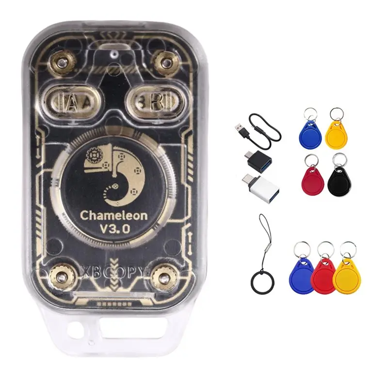 

[LXYA68Z!] Chameleon V3.0 RFID Smart Card Emulator+7XUID Keychain Smart Chip Reader 125K 13.56M ID IC Tag Copyer Read Writer