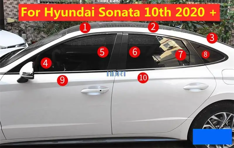 

Auto Stainless Steel Pillar Column Decorative Sticker Trim For Hyundai Sonata 10th 2020 2021 2022 Car Black Body Window Moulding