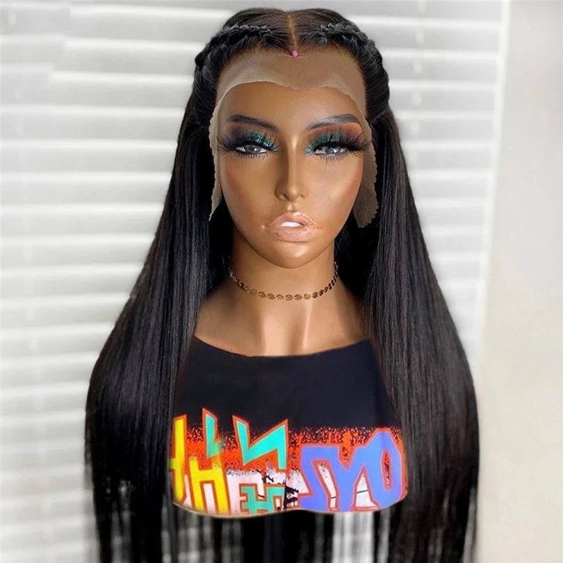 

Preplucked Soft Glueless 26 Inch Long 180% Density Silky Straight Lace Front Wig For Women Babyhair Natural Black Daily Cosplay