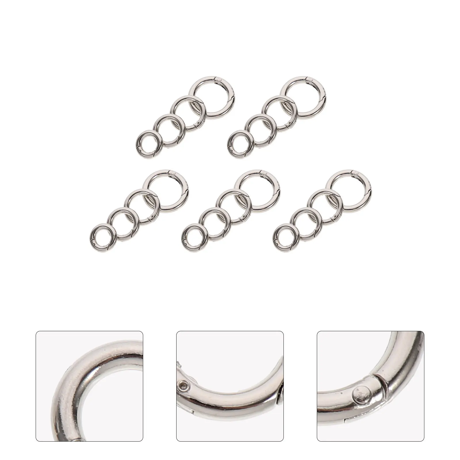 

20pcs Keychain Buckles Set Zinc Alloy Round Spring Snap Hooks For Bag Luggage Dog Leash Curtain Rings Diy Supplies O-Shape Ring