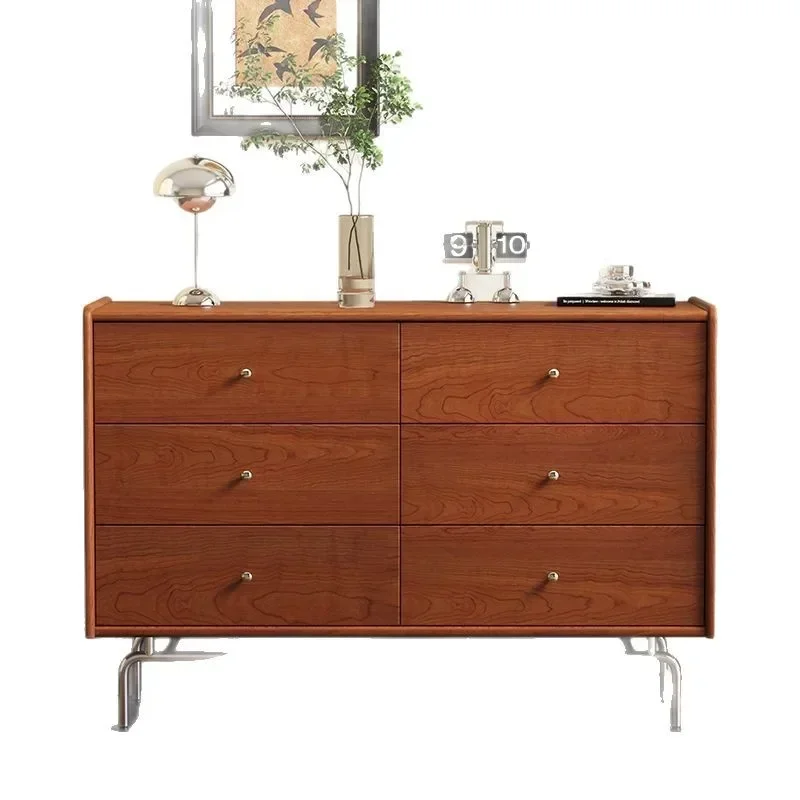 

Medieval solid wood five-bucket retro living room six-bucket cabinet against the wall storage cherry wood nine-bucket cabinet