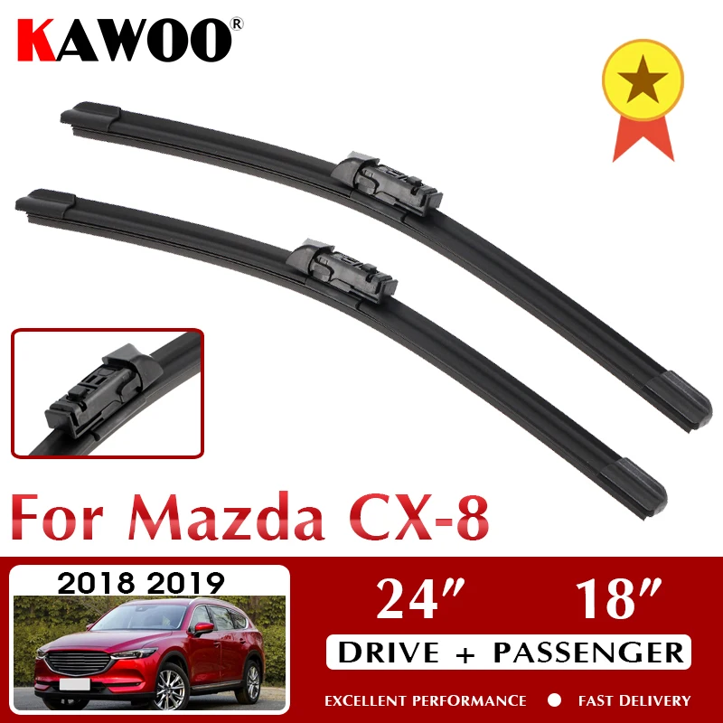 

KAWOO Wiper Car Wiper Blades 24"+18" For Mazda CX-8 2018 2019 Windshield Windscreen Front Window Accessories LHD RHD