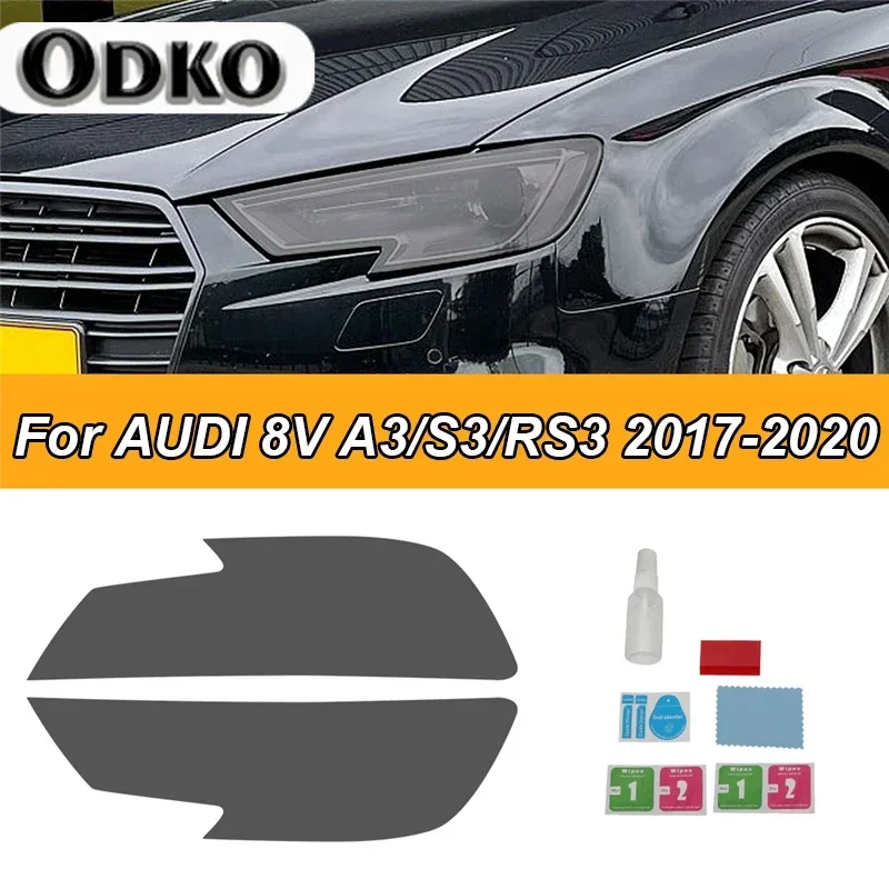 

Для Audi A3 8V S3 RS3 2017 2018 2019 2020 Sportback Tint Черная защитная пленка для фар автомобиля Защитная пленка для фар Наклейка из ТПУ