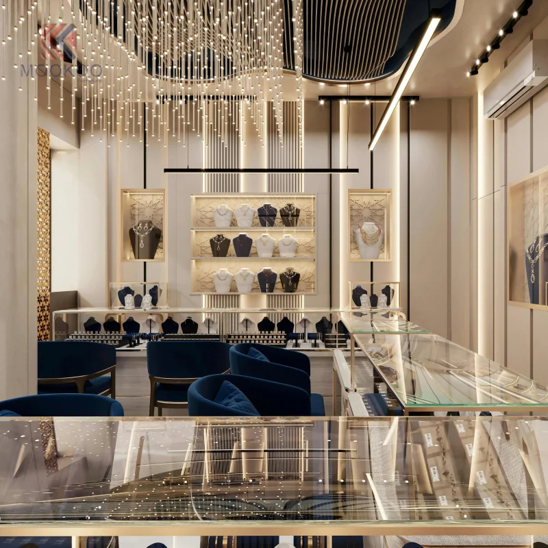 custom.High-End Jewelry Display Cabinet with Electronic Lock Ultra Glass LED Lighting Luxury Retail Shop Showcase Mall