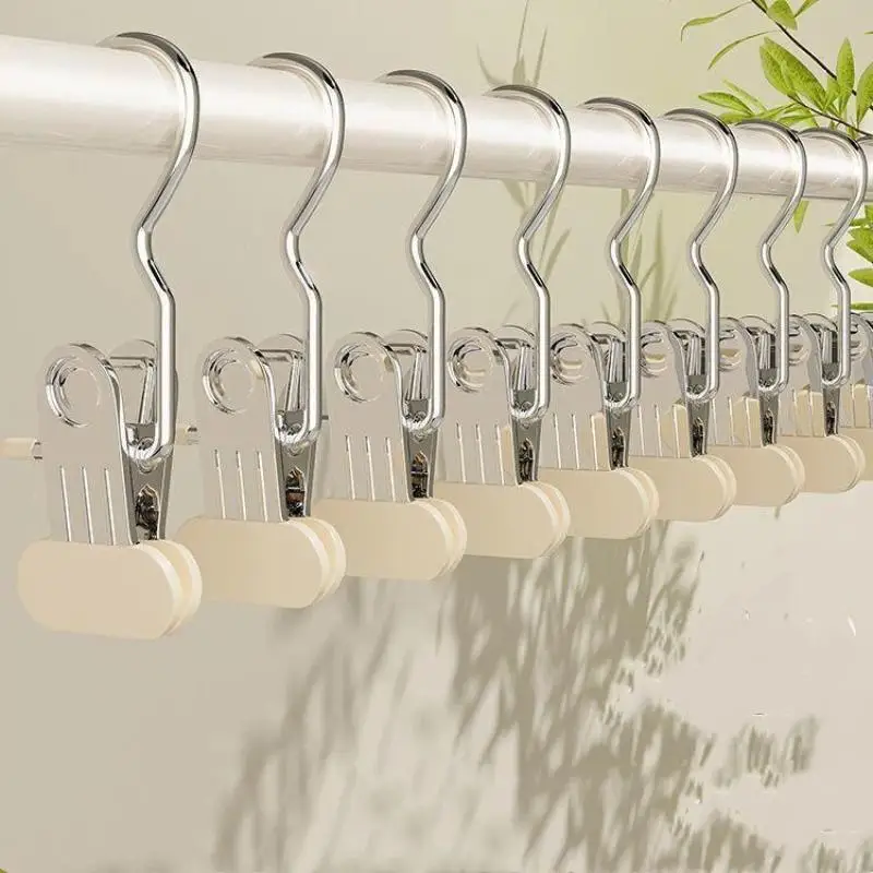 10 Pcks Multifunctional Clothes Pegs Clip Laundry Tongs Pants Hanger Dirty Laundry Basket Traceless Hat Hook Clothespin Storage