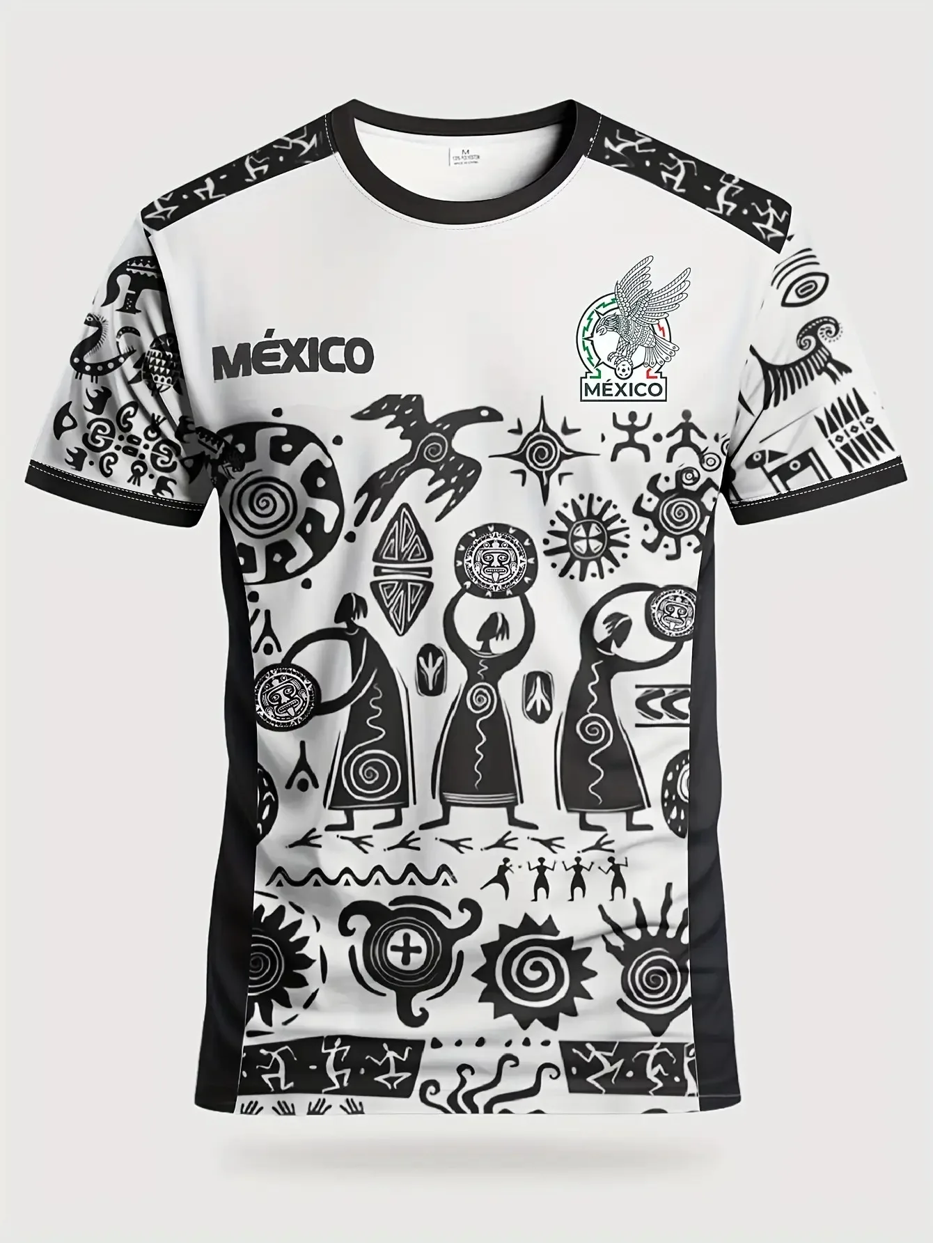 Mexican Style Men's Soccer Training Short Sleeve T-Shirt Crew Neck Breathable Washable Match Training Casual Sports Wear