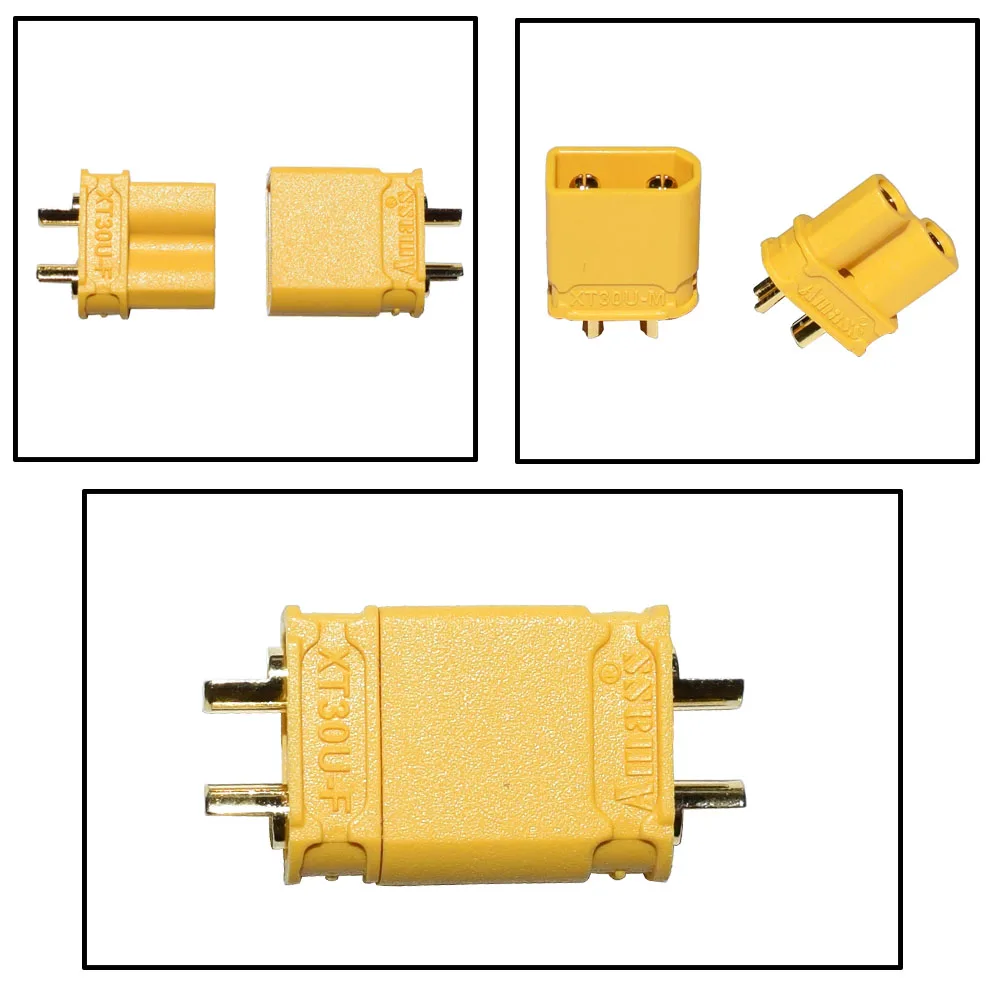 Amass XT30 Connectors xt30 Female and Male Connector Plugs with 2 Pieces Shrink Tubing for RC Car/Boat/LiPo Battery XT30