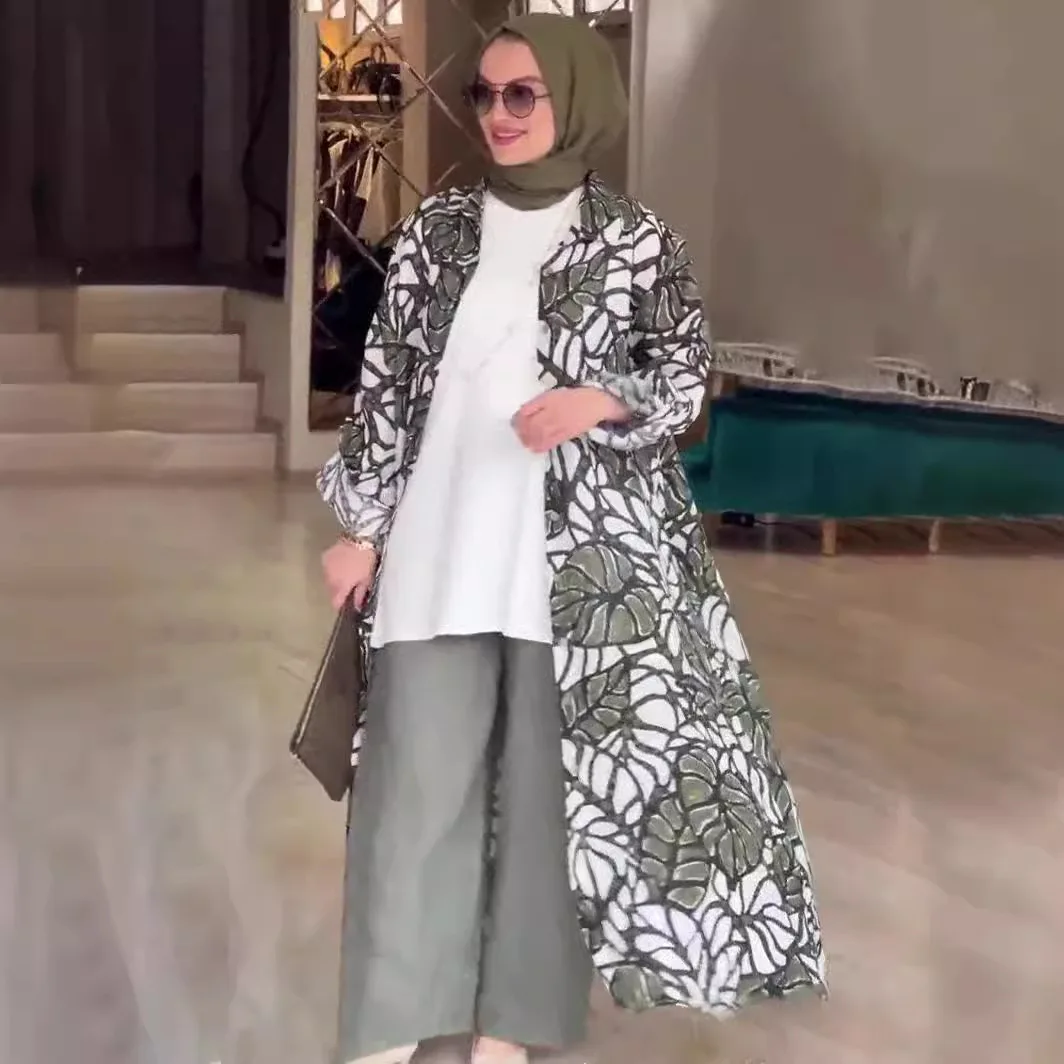 Muslim Women Long Robe Cardigan Abaya Dresses Jalabiya Printing Ramadan Morocco Dubai Abayas Kaftan Islam Eid Vestidos Arab