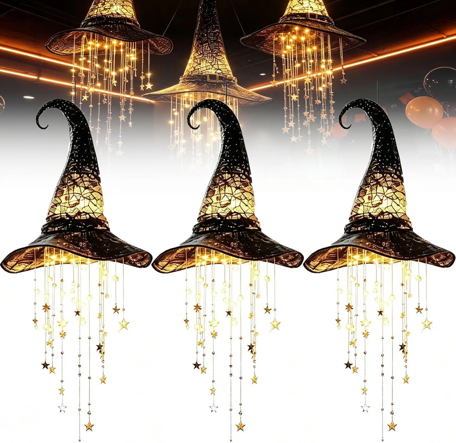 Lighted Witch Hat Hanging Chime, Lighted Witches Hat | Create Instant Magical GlowCreate Instant Magical Glow