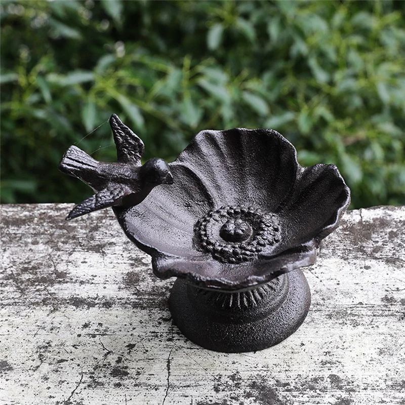

Retro Nostalgic Cast Iron Crafts Petal Bird Feeder Basin Ornaments Living Room Garden Balcony Decorations-ABAJ