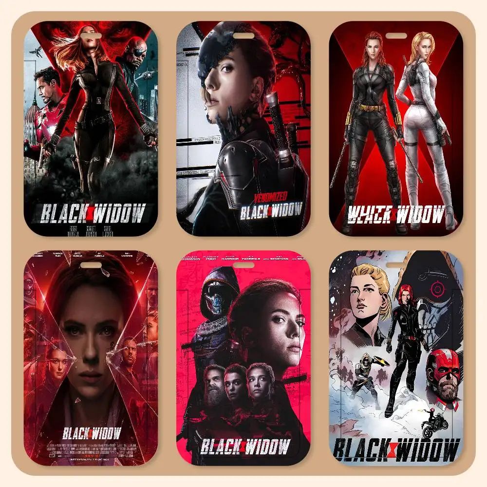 B-Black W-Widow Movie Lanyard Card Holders Student ID Card Holders Neckband Card Holders Access Control Accessories Gifts