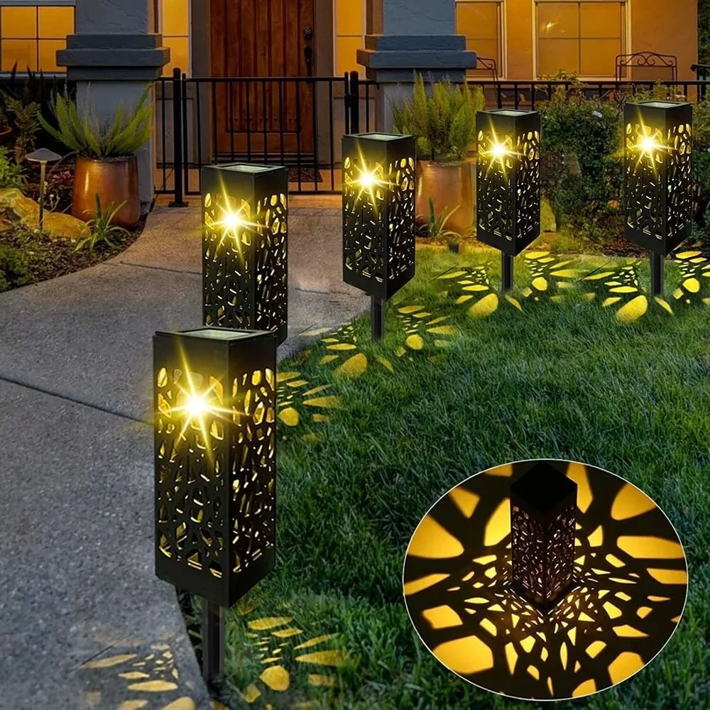 

2/4/6PCS Solar LED Garden Stake Lights Hollow Pattern Courtyard Lights Waterproof Outdoor Landscape lighting