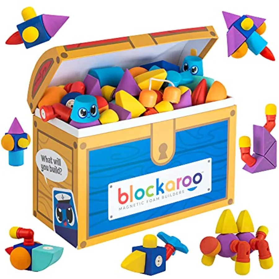

Magnetic Foam Building Blocks for bath, preschool, and sensory play soft EVA foam, bright colors, strong magnets, 100-piece set