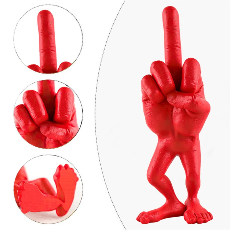 

3D Resin Middle Finger Stand Figure - Funny Creative Desktop Ornament Home Decor Sculpture Gift