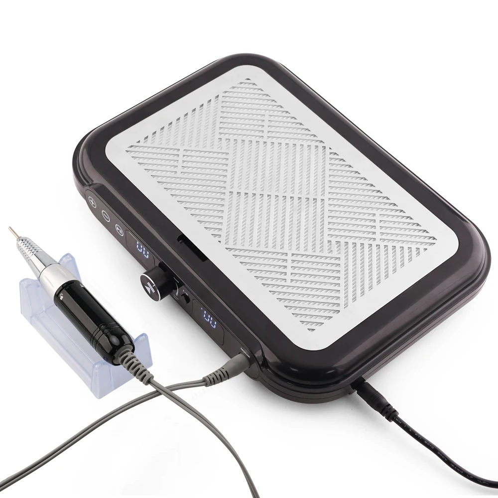 

2-IN-1 Nail Dust Collector Machine 4500RPM 2 Fans Vacuum Cleaner Nail Art Suction Removable Filter Screen 45w Handle