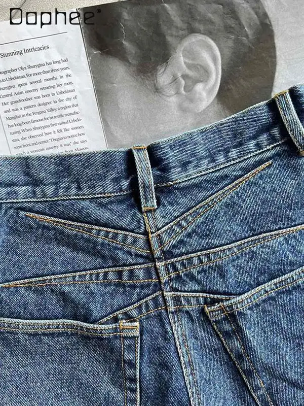 European Station Summer 2025 New Denim Spice Girls Sexy Shorts Women High Waist Slim Wide Leg Pants Y2K Fashion Booty Shorts
