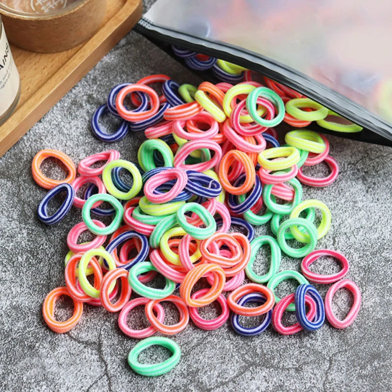 50/100 Stück Kinder elastische Haarbänder Mädchen Gum Scrunchie Gummiband für Kinder Nylon Haargummis Stirnband Baby Haarschmuck – Detail 7