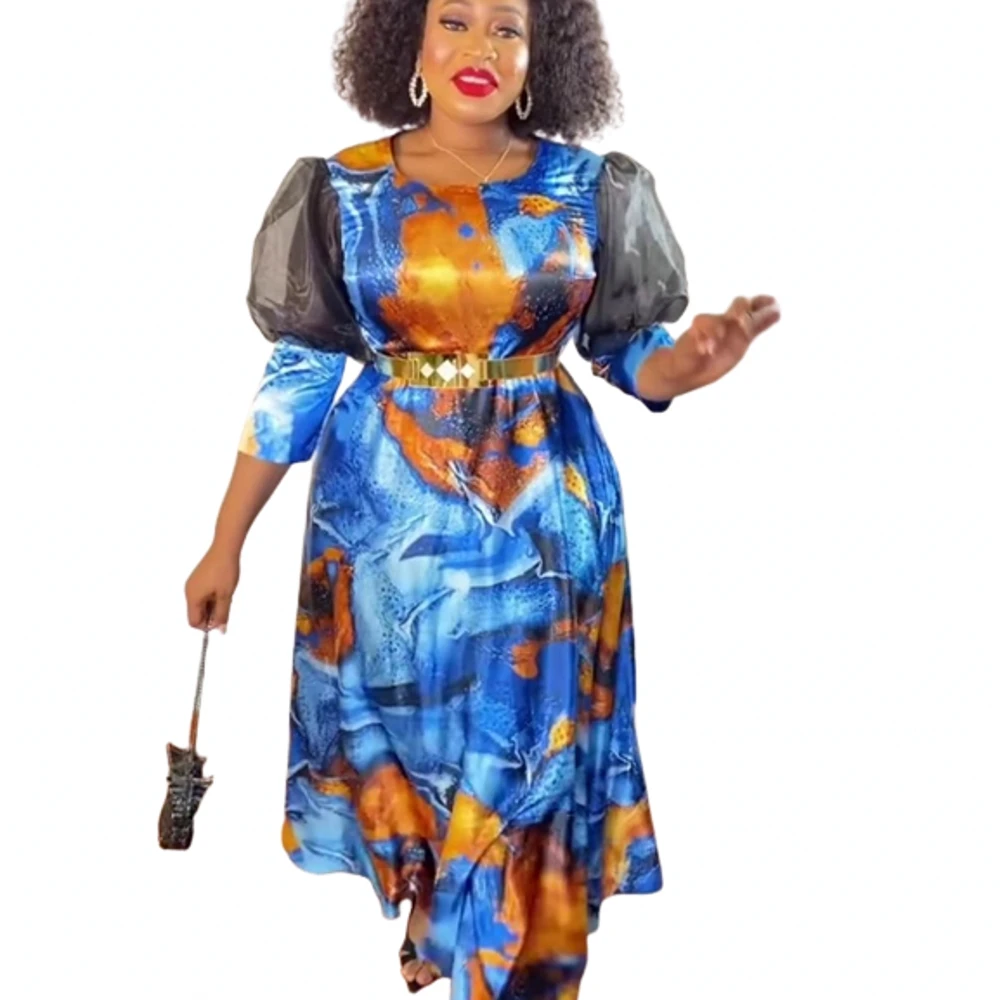 

African Dress For Women Fashion Dashiki Pleated Vestidos 2023 Autumn Summer New Arrival Robe Elegant African Party Maxi Dress