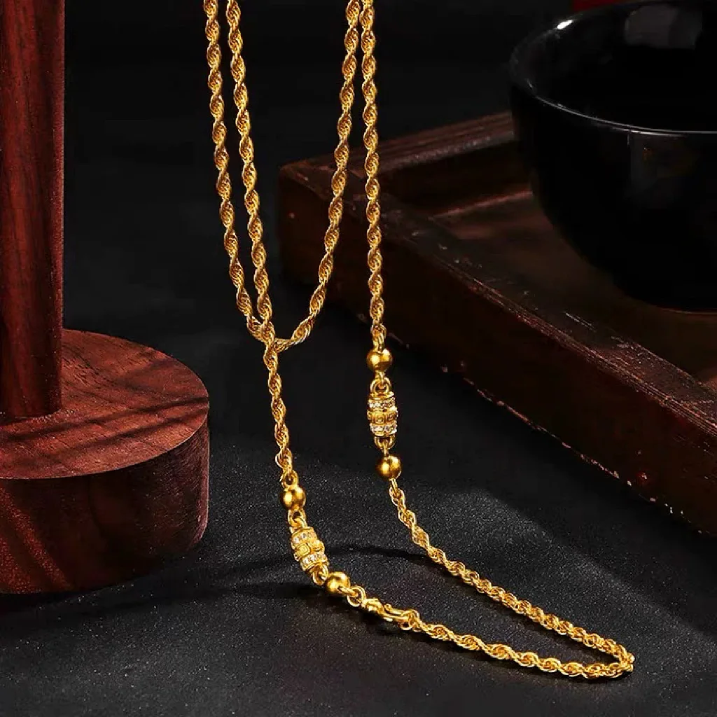 Luxury 24K 9999 Pure Gold real gold Women's Golden Shop Phoenix Twist Necklace