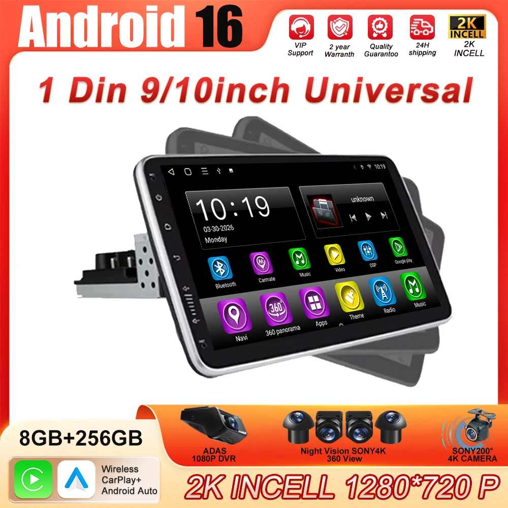 Rádio Universal CarPlay Android Auto de 10.1 polegadas para VW Volkswagen Fiat Renault Nissan Hyundai 4G Multimídia Automotiva Autoradio 1 Din