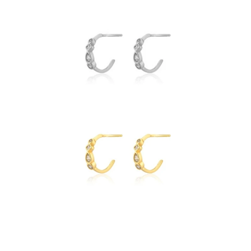 Fashion Geometric C-shaped  Zircon Pendants Irregular Princess Temperament Lady Earrings Jewelry Accessories Wholesale