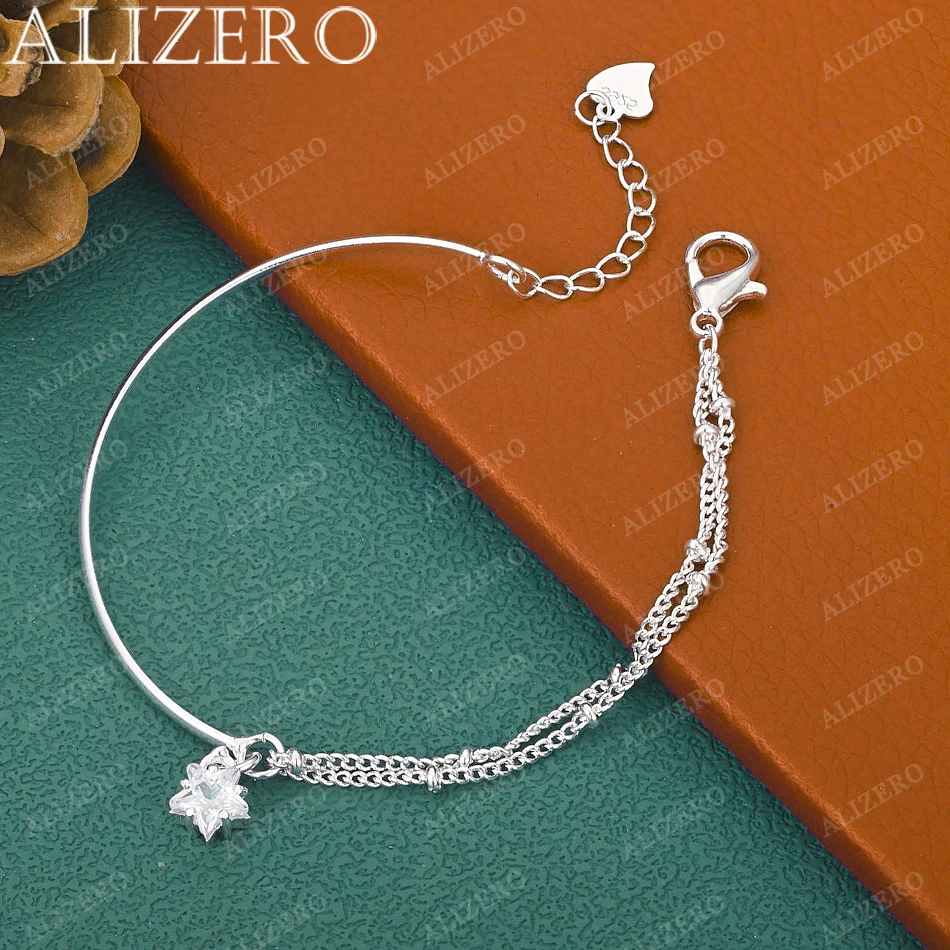 

925 Sterling Silver Zircon Crystal Star Round Beads Bracelets For Women Wedding Gifts Personality Fashion Charms Jewelry