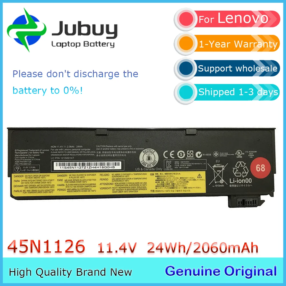 45N1126 11.4V 24Wh Original Laptop Battery for Lenovo ThinkPad T440s T450 T550 X240 X250 X260 W550