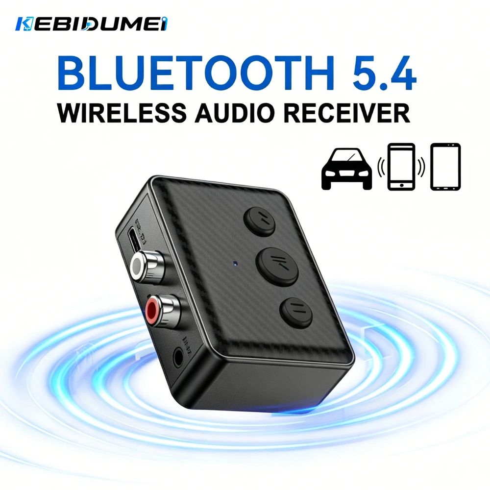 KEBIDUMEI Bluetooth 5.4 Audio Receiver RCA 3.5mm AUX USB Wireless Adapter With MIC Support U-Disk Play For Car Kit Speaker