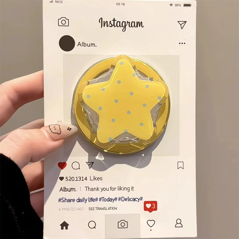 

Cute Yellow Polka Dot Star Foldable For Magsafe Magnetic Phone Griptok Grip Tok Stand For iPhone Wireless Charging Case Holder