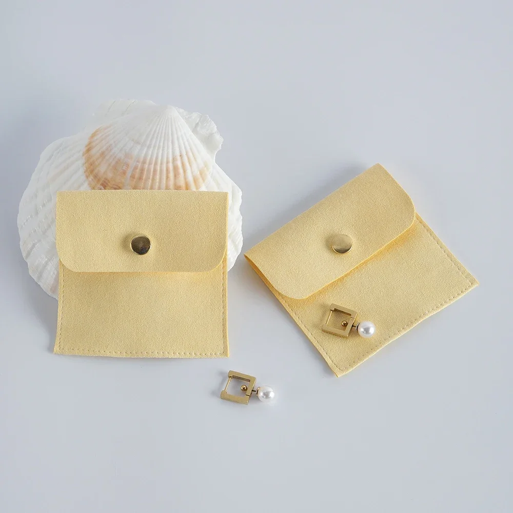 10 Stück Schmuck tasche 8x8cm Mikro faser Gold Druckknopf Beutel Ring Ohrring Anhänger Öl Aufbewahrung ssack Hochzeit Geburtstags geschenk Gefälligkeiten – Detail 3