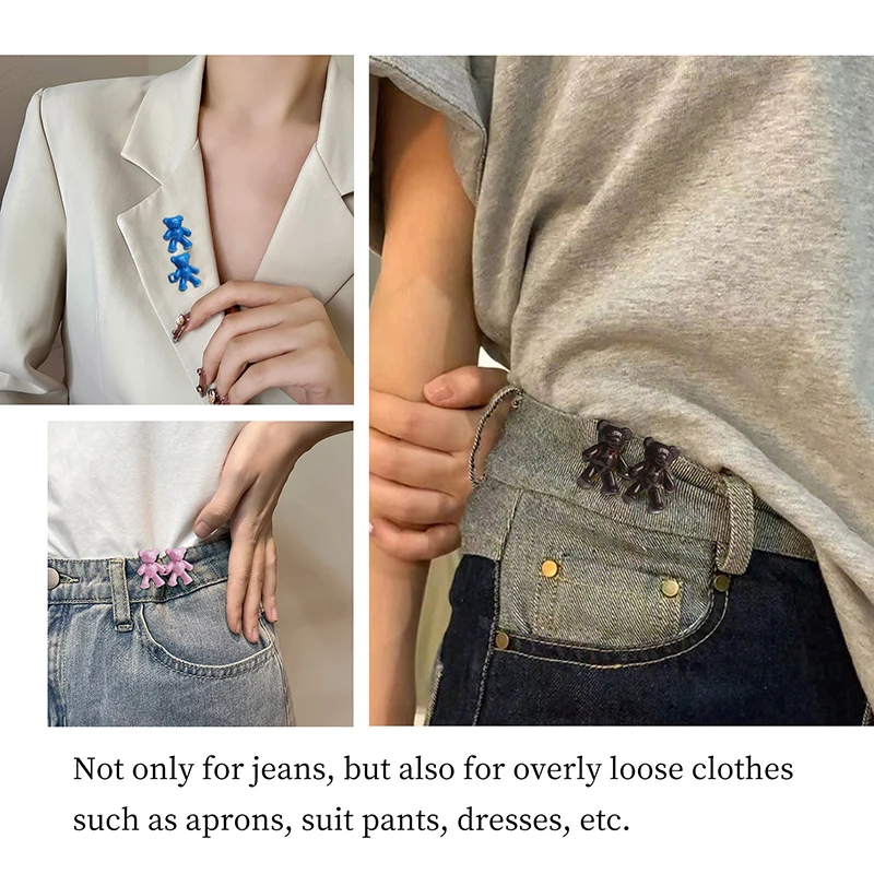 Detachable Waist Buckle Metal Bear Invisible Sewing Free Adjustable Jeans Tighten Fixed Resize Receive Diydecorative Accessories