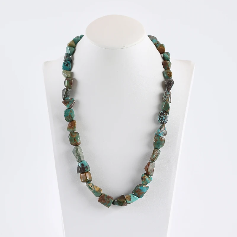 New Irregular Natural Turquoise Beads Necklace For Her Bohemian Handmade Jewelry Necklace For Gift 20inch 67.7g