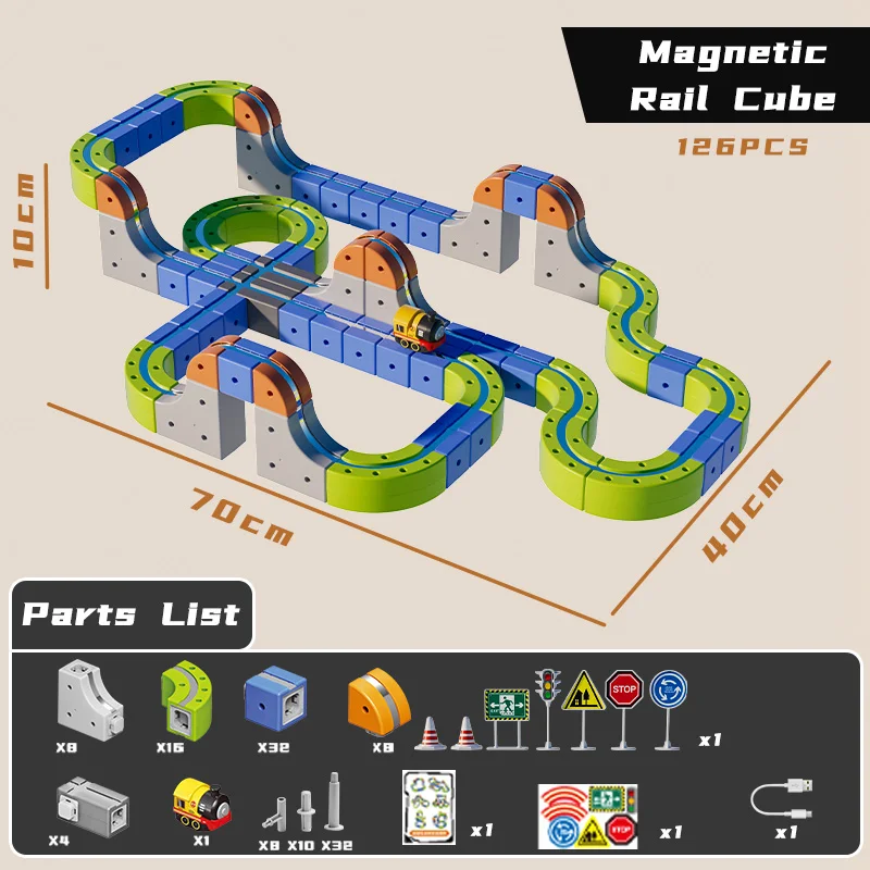 ماجيك تراك قطار الأطفال الكهربائية تجميعها اللبنات المغناطيسي السكك الحديدية سيارة المتاهة ألعاب تعليمية للأطفال هدايا عيد الميلاد #6