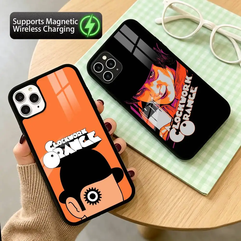 

Classic A C-Clock Orange Phone Case For iPhone17,16,15,14,13,12,11 Plus,Pro Compatible with magnetic wireless charging