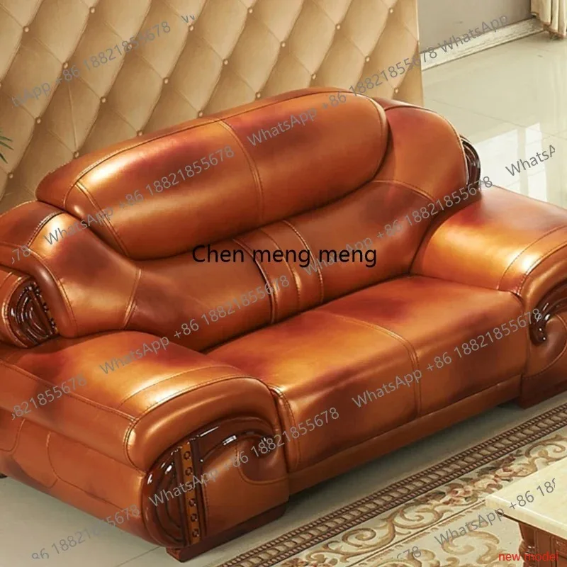 Sofá de Cuero de Lujo para Sala de Estar, Sofás Seccionales Modernos y Relajantes, Estilo Europeo Minimalista, Salas y Sofás, Muebles Económicos A1